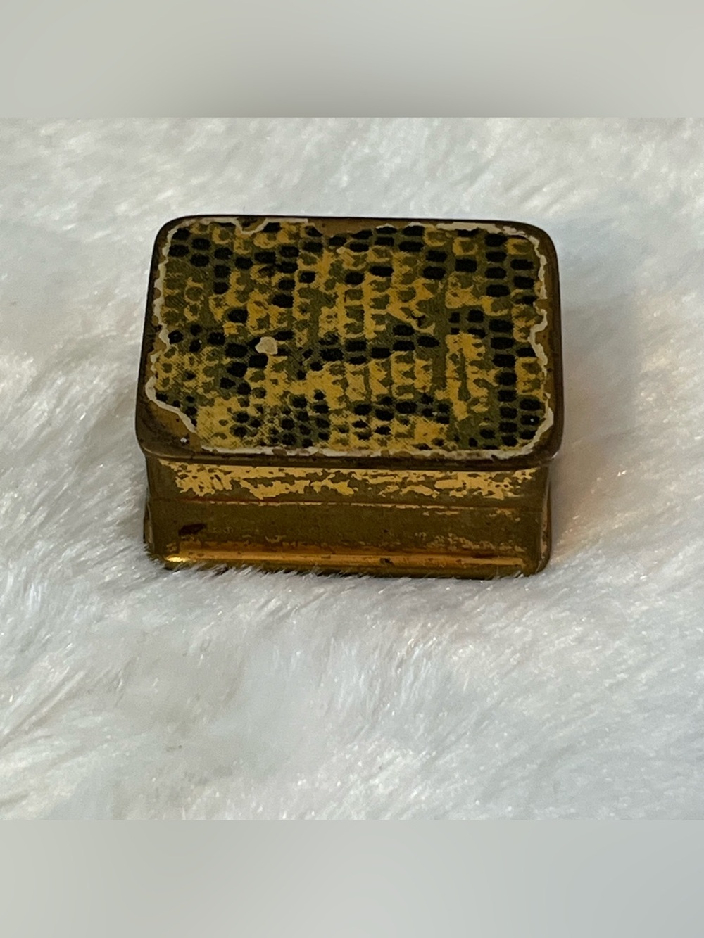 Volupté Brass Pill Box Snakeskin Print